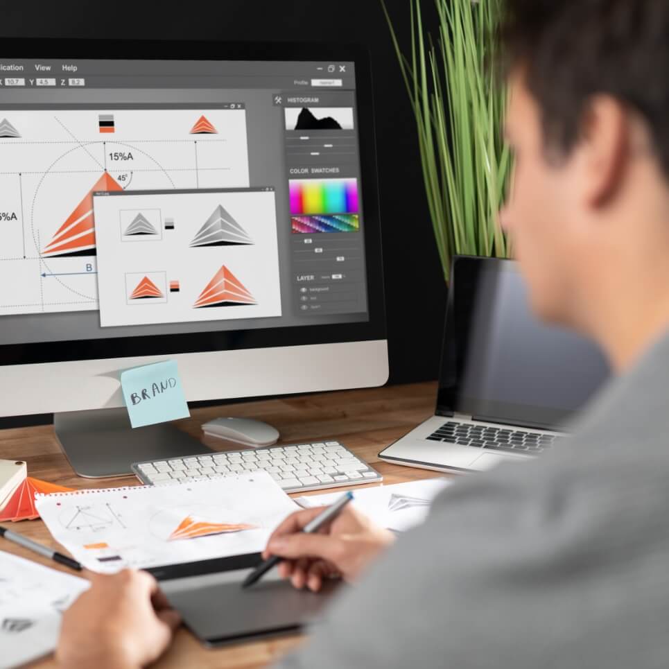 Image showing a graphic designer working on a logo design