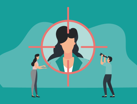 Graphic illustrating a specific person being targeted