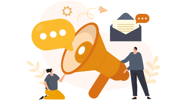 Graphic showing someone using a megaphone